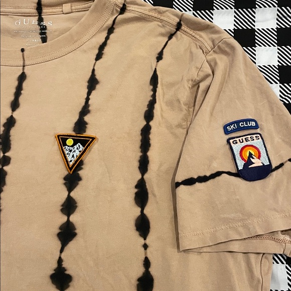 Guess Men's Tan and Black Tie-Dye Tee - Picture 2 of 2